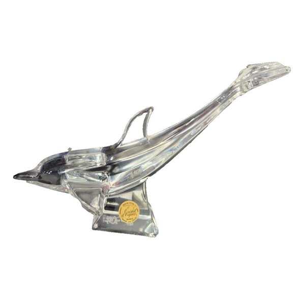 Vintage Crystal D'arque France Genuine Crystal Dolphin Figurine Statue Nautical - Picture 1 of 8